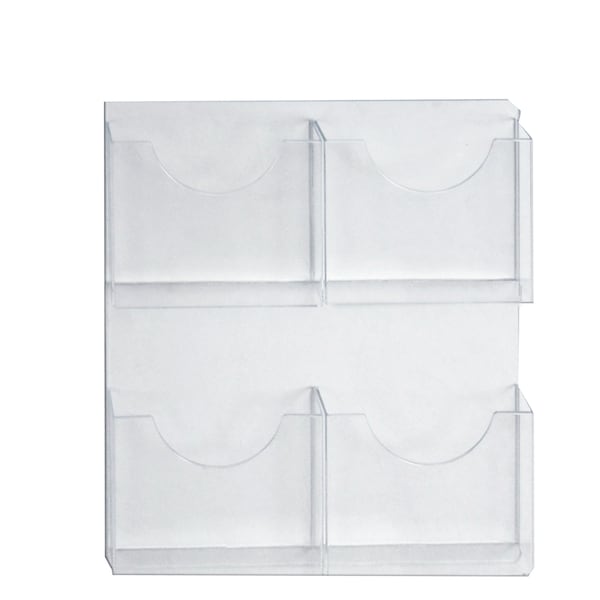 Four-Pocket Wall Mount Letter Brochure Holder, PK2